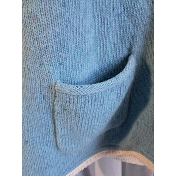 LL Bean Vest Womens Large Blue Sherpa Lined Lambswool Blend Button Hoodie - Picture 7 of 11
